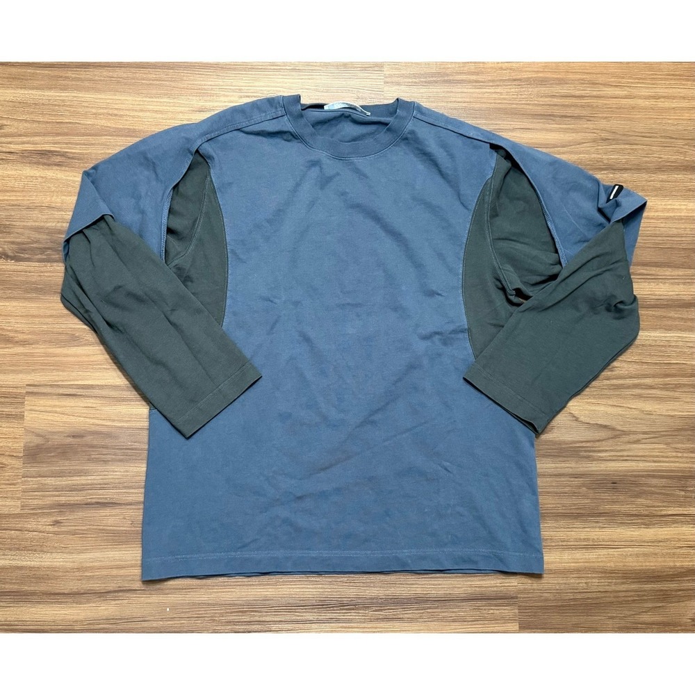 AFFXWRKS Men Dual Sleeve Layered Long Sleeve T-Shirt Blue Grey Sz XL Cotton